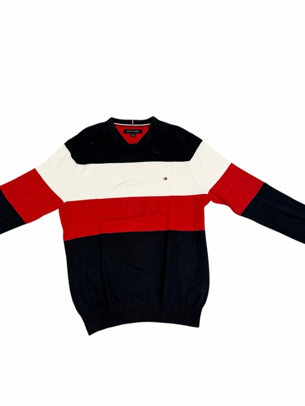 Tommy Hilfiger Men's Crewneck Sweater - Red, White, and Navy Blue